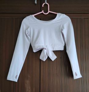 White Cropped Full-Sleeve Top