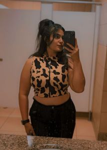 Cow Print Zip-Up Crop Top