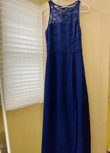Elegant Navy Lace Formal Dress