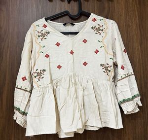 Embroidered Peplum Kurta