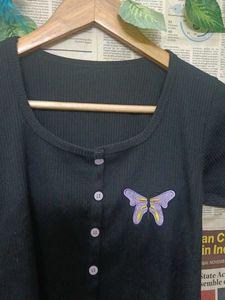 Black Butterfly Crop Top