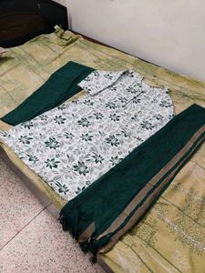 Green Floral Kurta Set with Dupatta