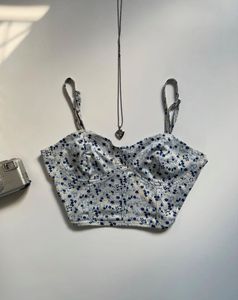 Floral Print Cropped Bustier Top