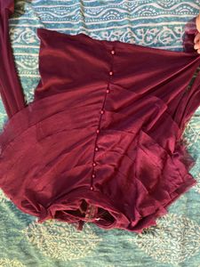 Maroon Bell Sleeve Blouse