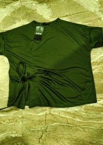 Green Shein Top with Tie Detail