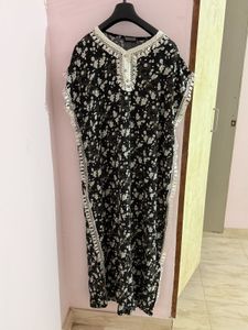 Floral Print Black Kaftan Dress (From Dubai🇦🇪)