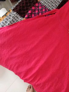 Girls Red Embroidered Casual Dress