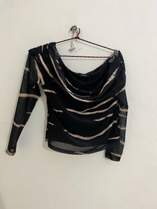 Zudio Sheer Striped Mesh Top