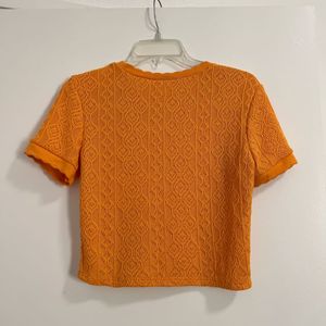 ZARA Crochet Orange Top Short Sleeve
