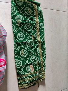 Beautiful Dark Green Bandhani Saree