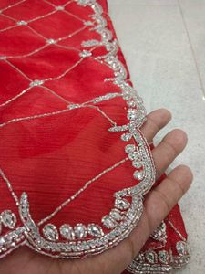 Red Embroidered Saree