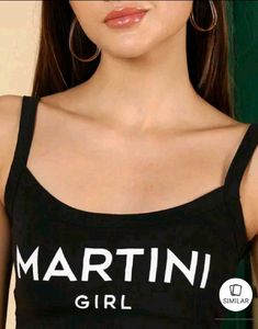 Shein Spaghetti Strap Typographic Chest PrintCrop