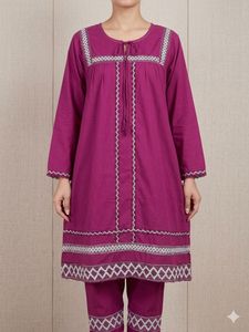 Beautiful Magenta Kurta Set with White Embroidery