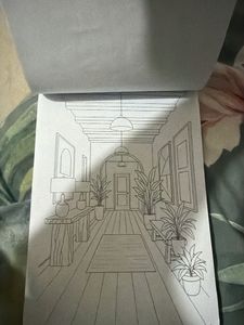 Stylish Armchair and Plant Decor Line Art
