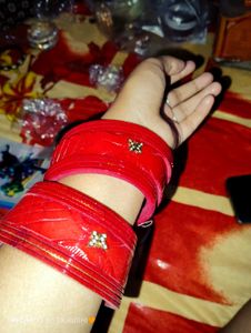 Vibrant Red Bangles with Embellishments