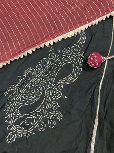 3 piece Maroon and Charcoal Kurta Set with Dupatta