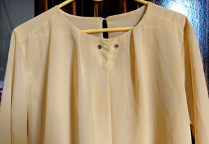 Sheer Pastel Yellow Long Sleeve Blouse