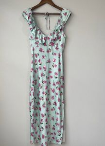 Frilled Floral Print Dress.