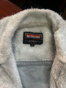 Distressed Denim Sherpa Jacket
