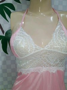 (100)Pink Lace Babydoll Lingerie