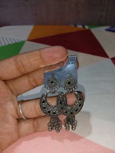 Oxidised Silver Jhumka Earrings ✨🖤