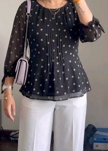 Chic Polka Dot Sheer Blouse