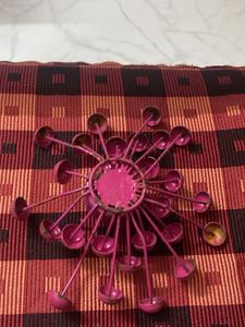 Decorative Pink Metal Flower Tealight Holder