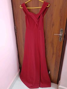 Elegant Off-Shoulder Red Maxi Dress