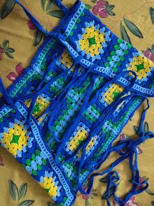Zara Blue Crochet Halter Top