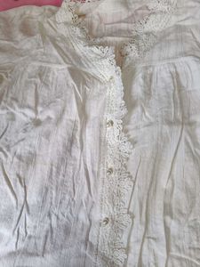 White Lace Trimmed Blouse