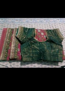 Embellished Pink Net Saree with Blouse