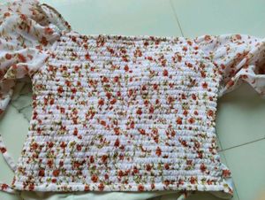 Floral Print Ruched Crop Top