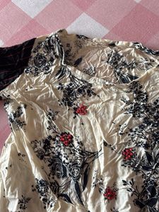 Elegant Cream &amp; Black Printed Kurta