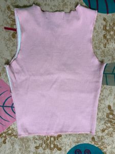 Colorblock pink and white Tank Top