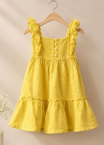 Yellow Tiered Dress with Ruffle Sleeves