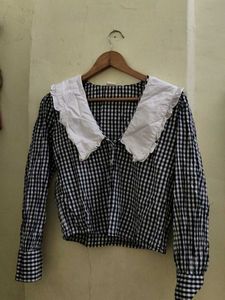Cute Gingham Button-Up Blouse
