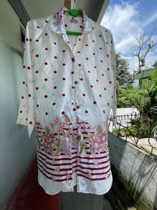 Charming Polka Dot & Floral Print Nightdress