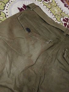 Olive Green Cargo Pants &amp; Belt