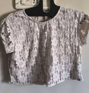 Lace Floral Crop Top Peach Pinkish