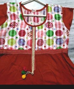 Women's Red Flared Ethnic Kurta |  Good Used Condi
