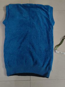 V-Neck Sleeveless Blue Sweater