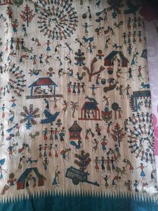 Warli Art Ghicha Tussar Silk Saree with Blouse