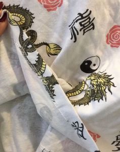 Dragon &amp; Yin Yang Print T-Shirt