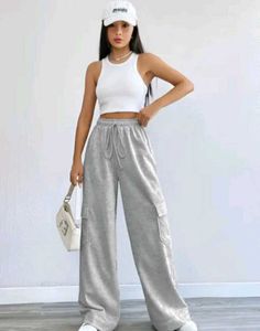 Grey Wide-Leg Lounge Pants