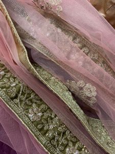 Embroidered olive velvet lehenga