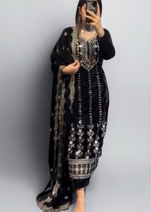 Elegant Black Velvet Salwar Suit