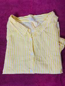 Yellow &amp; White Striped Button-Up Top