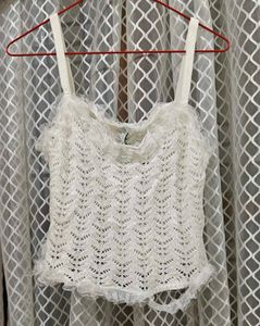 Newme Cream Crochet Lace Cami Top