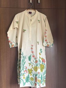 Cream Floral Print Kurta Set