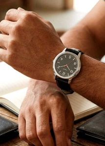 Timex Black Leather Strap Watch